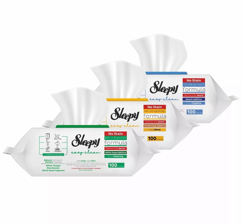 Sleepy Easy Clean Surface Cleaning Towel ×3 packs ( White soap ,Soft Soap, Bleach)