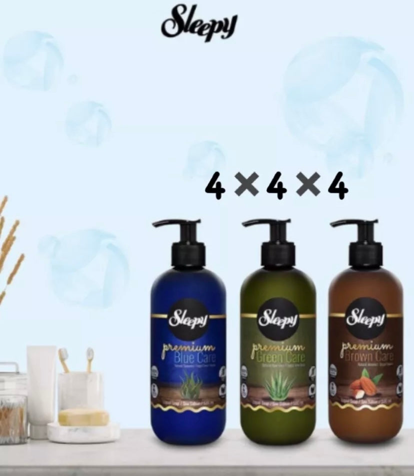 Sleepy Premium Blue,Green ,Brown Care Liquid Soap  Mix Box 500ml✖️12 Pieces