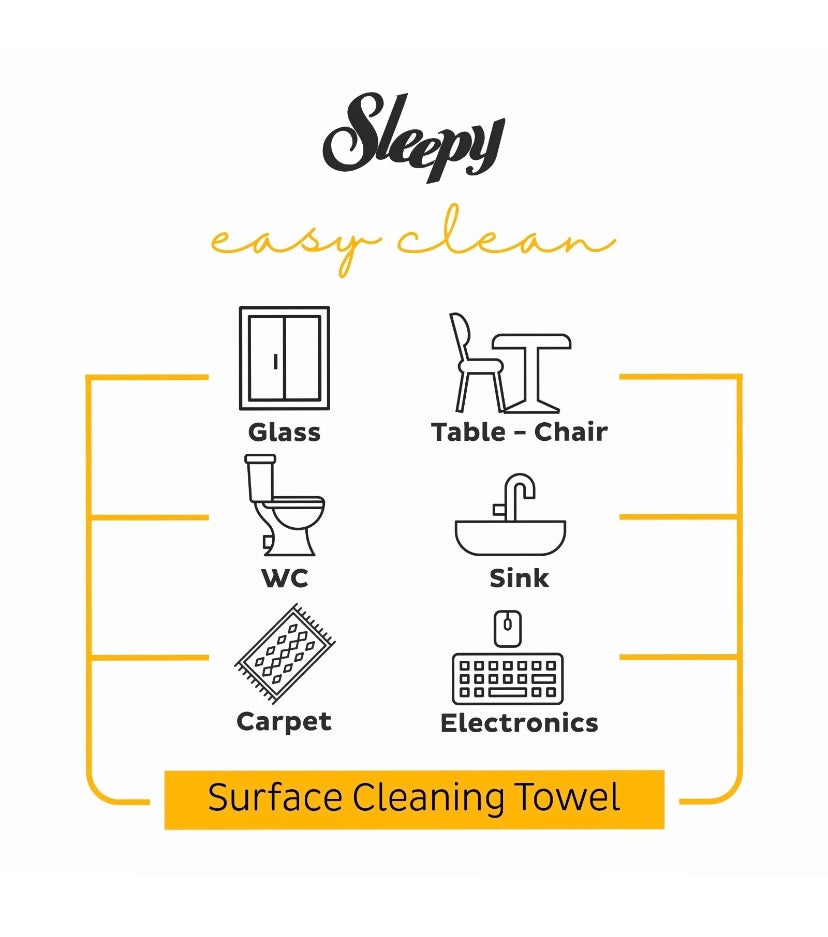 Sleepy Easy Clean Surface Cleaning Towel ×3 packs ( White soap ,Soft Soap, Bleach)