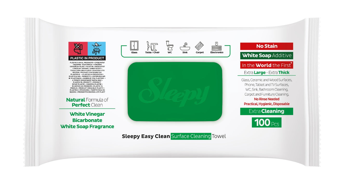 Sleepy Easy Clean Surface Cleaning Towel White Soap ×6 Packs